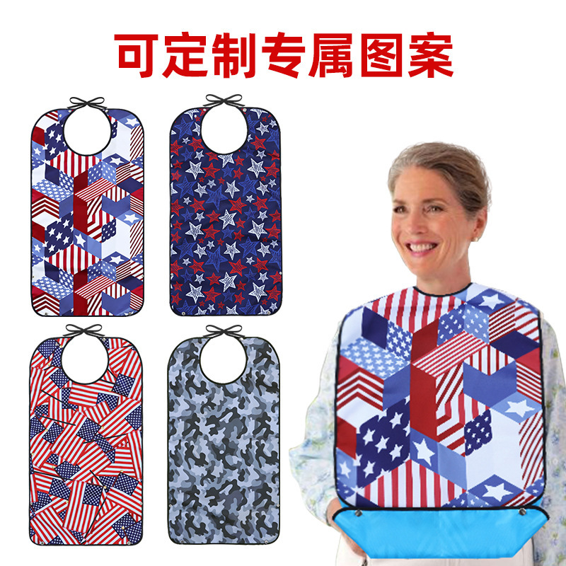 Old people's eating waterproof bib fashion anti-oil splash old people's bib food bag anti-dirty personality overalls feeding apron