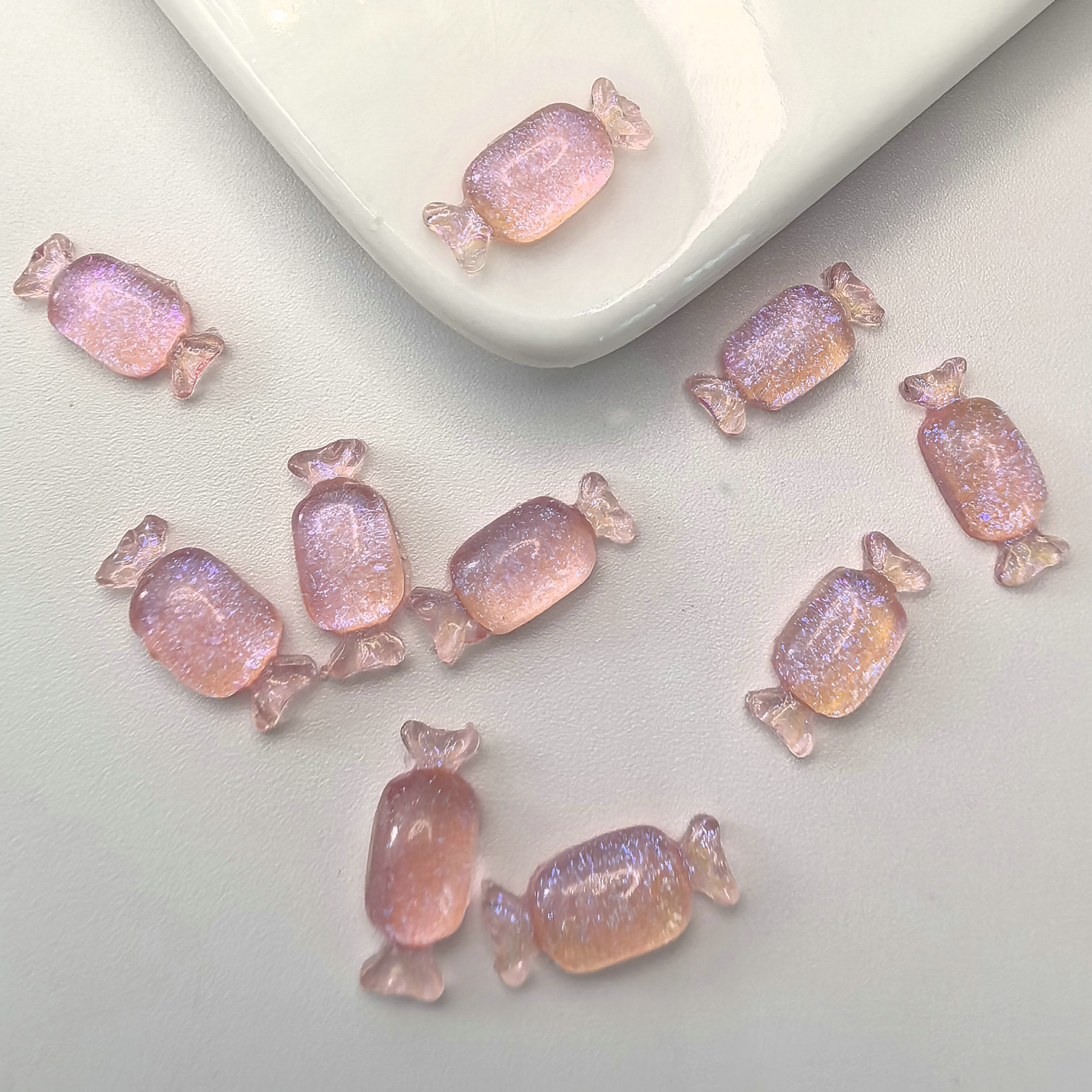 穿戴甲配饰网红冰透细闪立体糖果美甲饰品树脂食玩饰品diy饰品