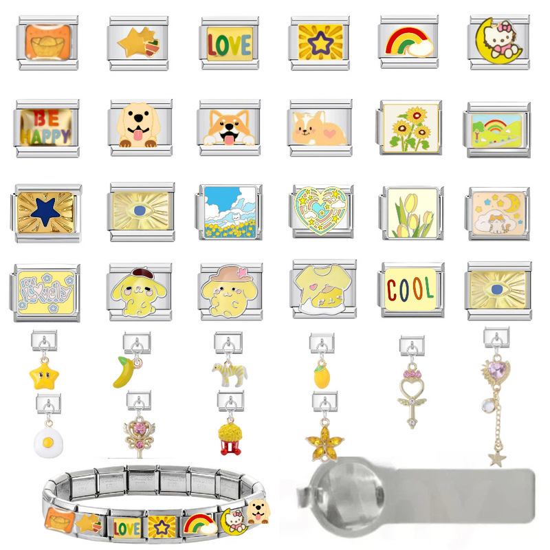 Module Bracelet DIY Watch Strap Yellow Series Landscape Moonstone Bracelet Pendant Niche DIY European and American Jewelry Accessories Module Bracelet DIY Watch Strap Yellow Series Landscape Moonstone Bracelet Pendant Niche DIY European and American Jewelry Accessories