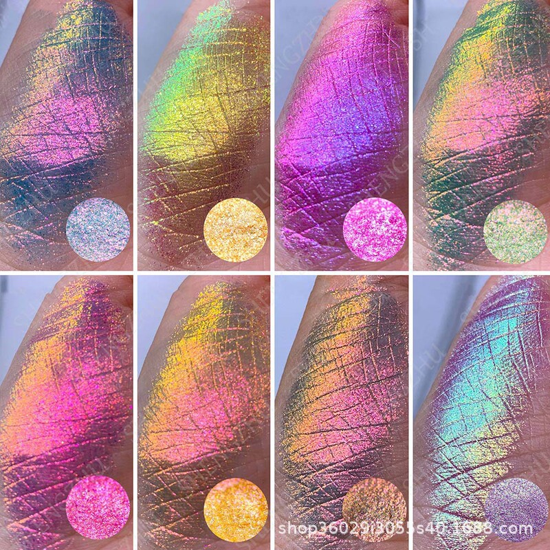 Foreign Trade Hot-Selling Chameleon Neon Powder 6-Color Nail Art Glitter Powder Eye Makeup Highlight Colorful Polarized Wearable Nail DIY Pigment