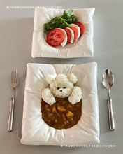 枕头包餐具餐盘陶瓷餐盘枕头盘甜品盘方形抱枕沙拉盘冷菜盘水包邮