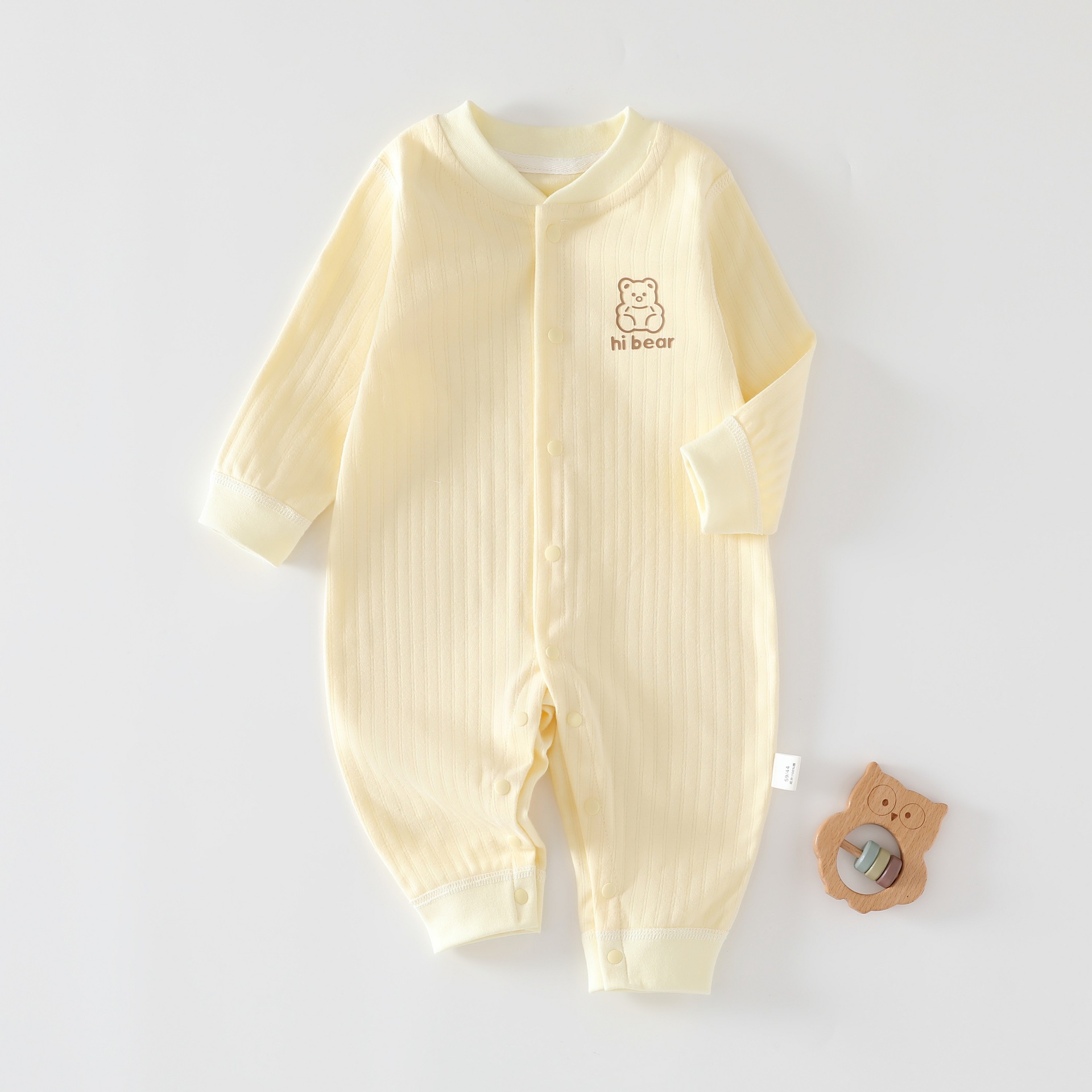 Spring and Autumn Four Seasons Baby's Siaman Pure Cotton Boneless Solid Color Cartoon Clothes Open