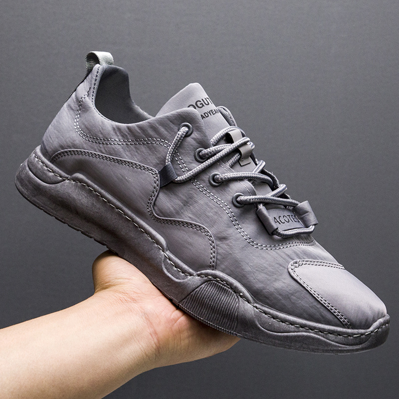 Men's Summer Casual Ice Silk Fabric Shoes 2023 New Model Breathable Lace-Up Low-Top Shoes Fashionable Versatile Loafers