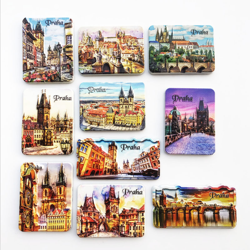 Czech Prague Cultural Landscape Tourism Commemorative Craft Decoration UVMagnet Refrigerator Magnet
