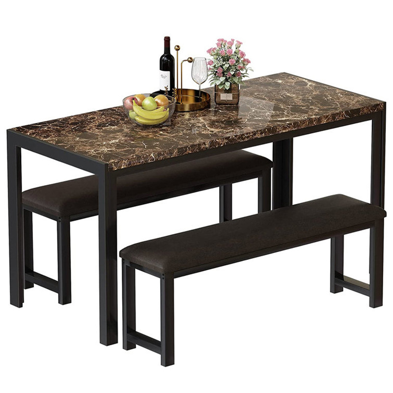 Mesa de comedor de exportación rectangular de vidrio templado mesa de comedor silla imitación de tabla de roca mesa de comedor mesa de comedor de vidrio image 6