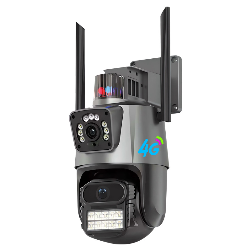 Cámara de Vigilancia Inalámbrica de Doble Lente V380 4G de Plástico ABS, Impermeable, Control Remoto