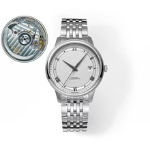 蝶飞罗马数字mks男女机械表条玎钢带腕表防水100米大表盘手表