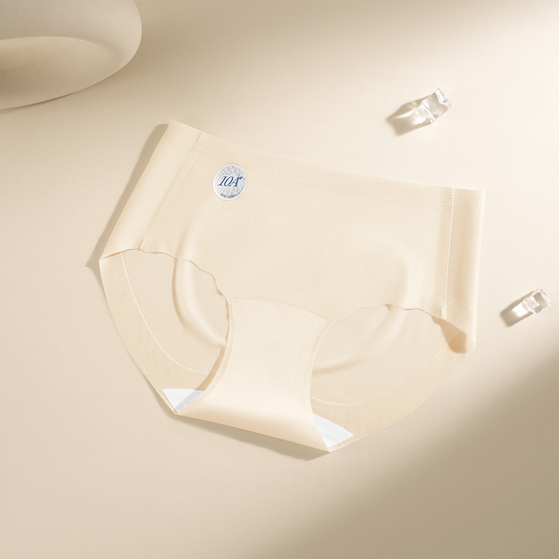 Ropa interior que no deja marcas, estilo de verano, seda de hielo delgada, entrepierna de algodón puro 10A, entrepierna antibacteriana, cintura media, piel de leche transpirable, ropa interior triangular para mujer