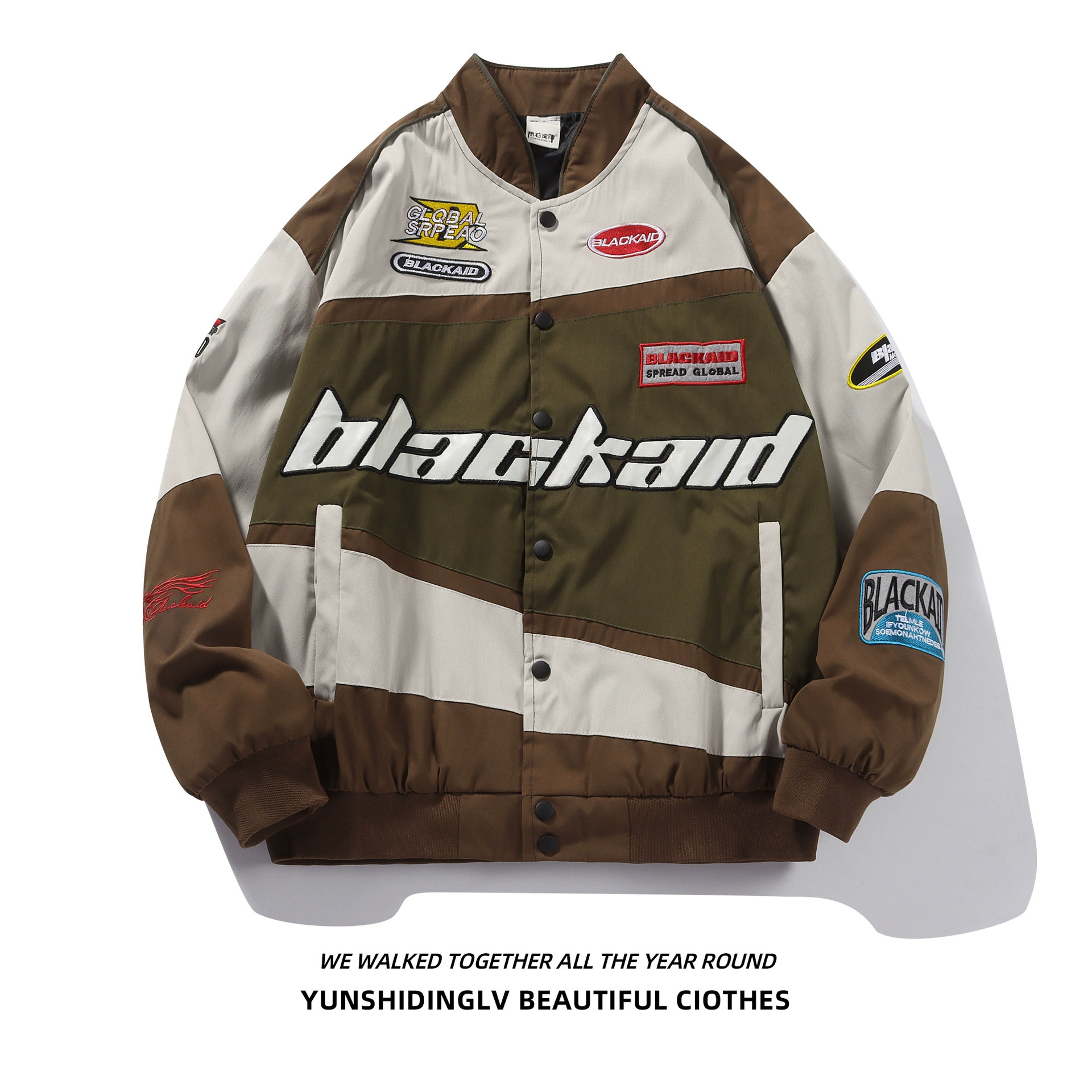 Removable retro jacket for beloved hip-hop style, baseball uniform, American style, oversize