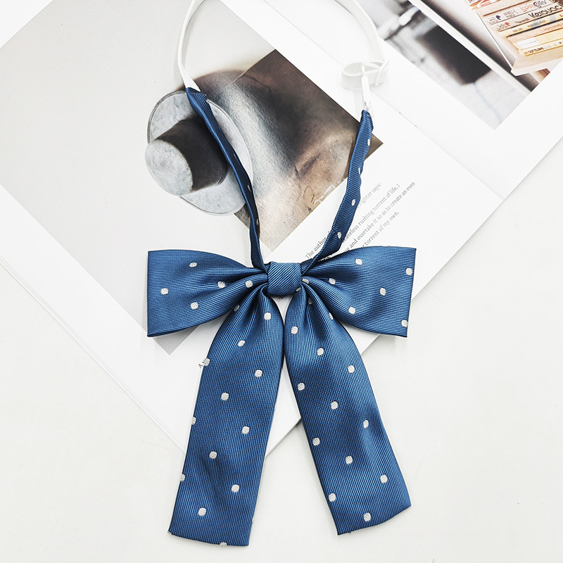 Chicas con lunares pequeños, cuello de mango largo, basin jk pajarita, Japón y Corea del Sur, arco casual, color sólido, fabricante, spot al por mayor