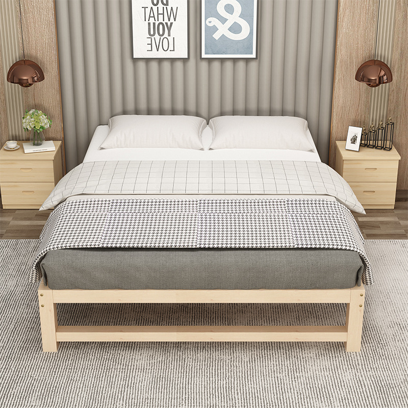 5ZV7 wholesale solid wood bed with wide side bed simple modern tatami single bed light luxury adult student bed optional