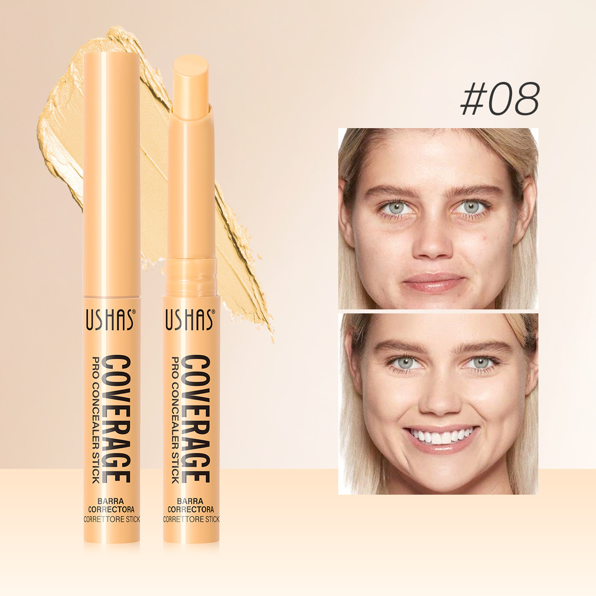 USHAS Europa y los Estados Unidos transfronterizos spot varilla impermeable a largo plazo natural reparar el maquillaje estereoscópico UC058A + B