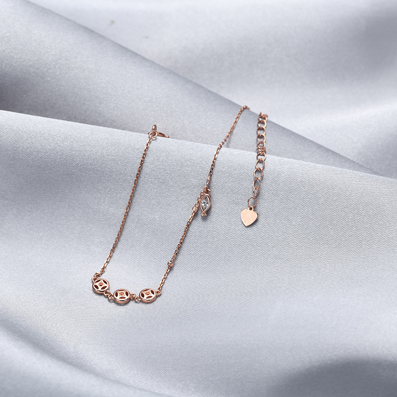 Moda fresca cobre moneda accesorios estilo coreano s925 plata esterlina diamante incrustado circón pulsera estilo frío pulsera elegante para las mujeres