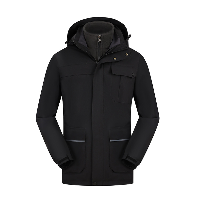 Grupo de invierno Enterprise overol capa de impresión forrada de lana engrosada a prueba de frío tres en uno chaqueta personalizada logotipo impreso