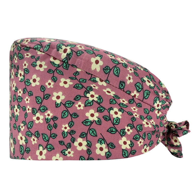 Gorro de Enfermera Coreano Fresco y Lindo, 100% Algodón, Gorro de Médico, Dentista, Estética y Salón de Belleza con Estampado Lindo.