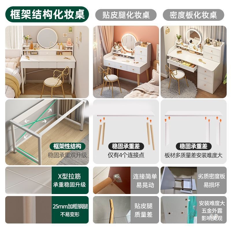 Vanity Table Bedroom Vanity Small Minimalist Modern Vanity Desk For Rental House Integrated Storage Cabinet
