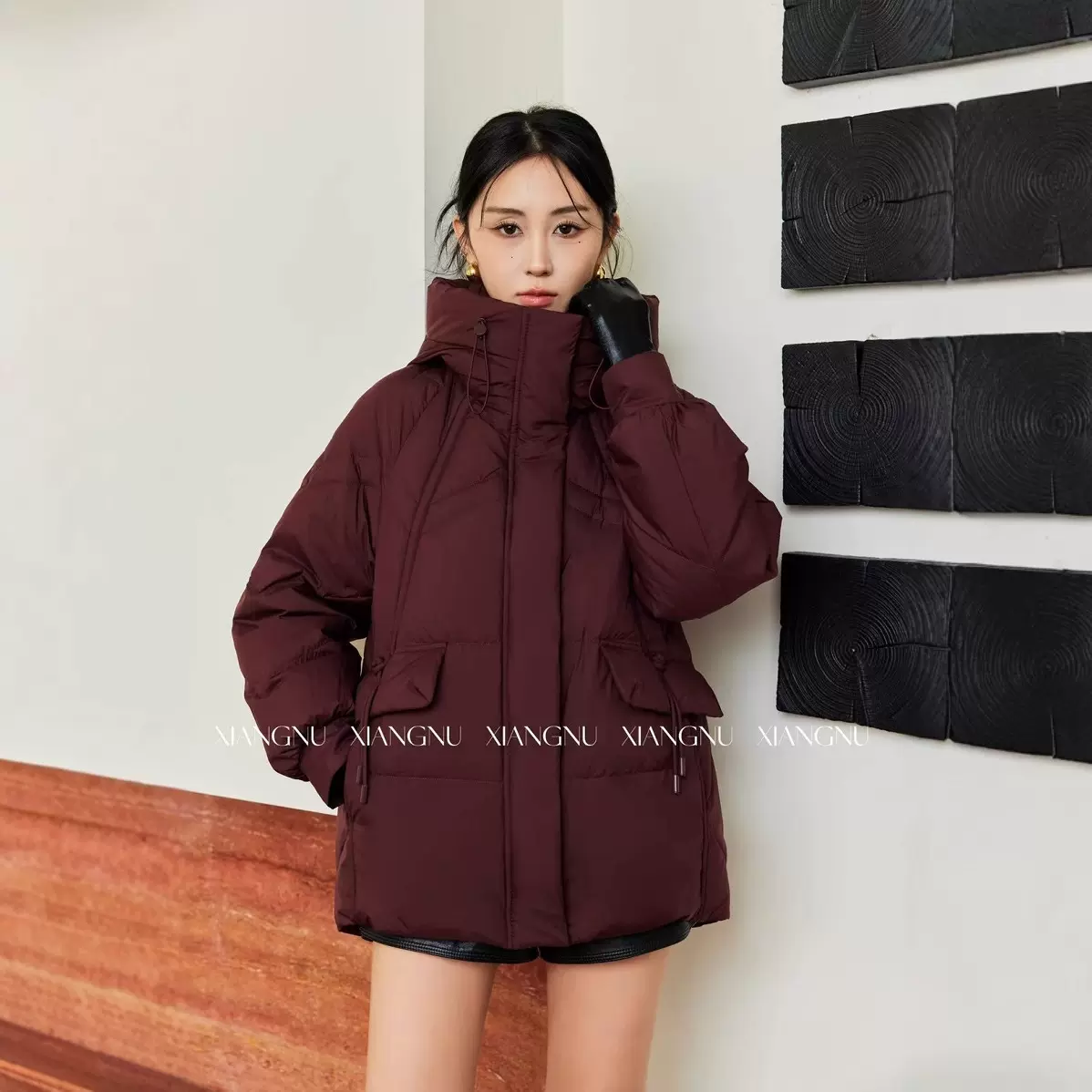 休闲泡芙90白鹅绒羽绒服连帽加厚保暖面包服24新款品牌同款鹅绒服