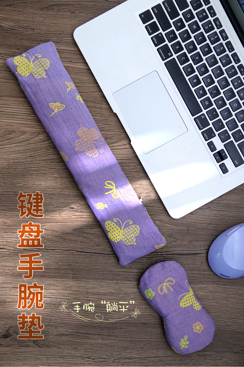 Mugwort Wrist Rest Mouse Pad Set Breathable Double Gauze Sweat Absorbing Office Wrist Support Short Style overview