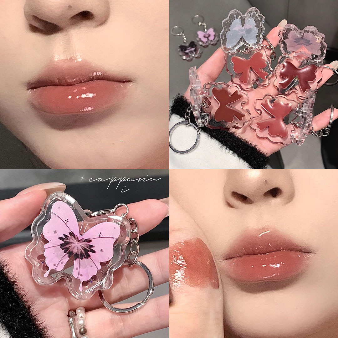 Cappuvini Fu mariposa historia sólida miel labial espejo no es fácil de tocar taza fiesta de estudiantes maquillaje lápiz labial al por mayor image 9