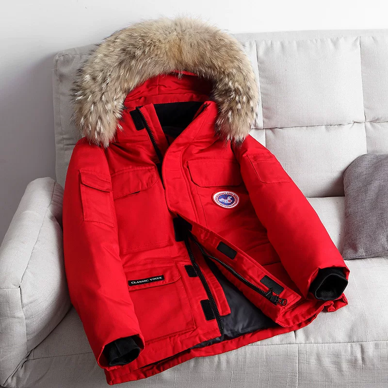 Down jacket, winter set, universal short hoody for leisure, increased thickness