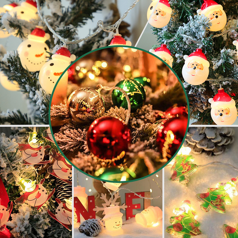 Cadena de luz LED Santa Claus muñeco de nieve ELK vacaciones linterna batería USB Navidad árbol decorativo luces de colores