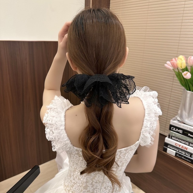 レースガール～二層スカート、レースヘアゴム、高級気質ヘアアクセサリー、ローポニーテールカチューシャ、スイートインテースループ|undefined