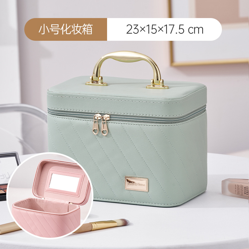 2024 nuevo maleta de maquillaje simple bolsa de almacenamiento de gran capacidad alta sensación de PU maleta portátil impermeable al por mayor