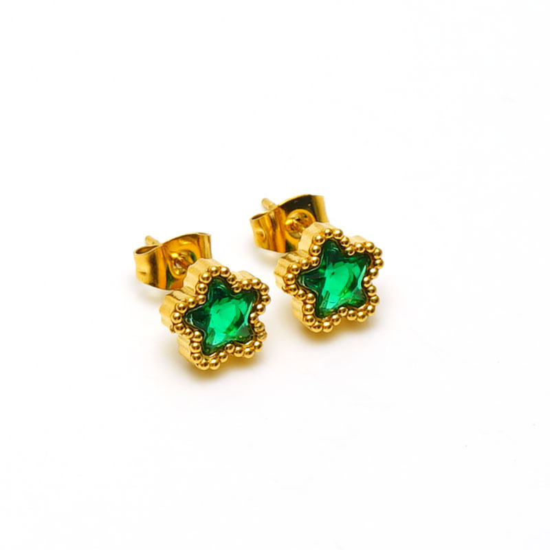 1 Pair Simple Style Flower Inlay Stainless Steel Zircon 18K Gold Plated Ear Studs display picture 9