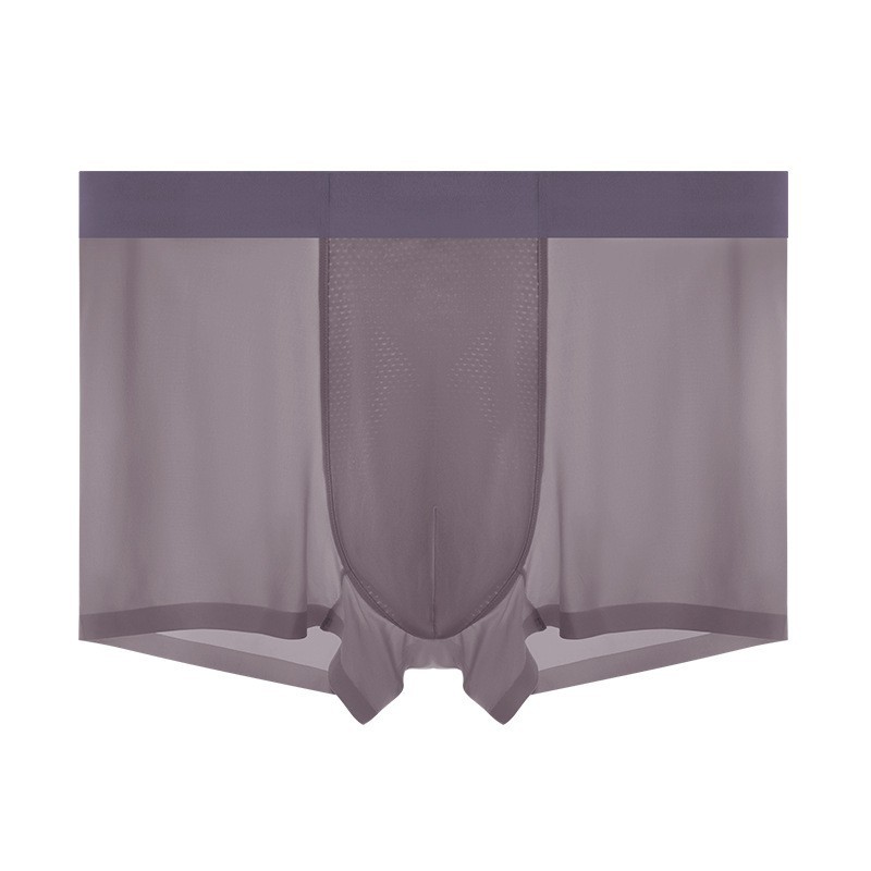 Pantalones de desnudez de seda de hielo para hombres, pantalones de verano delgados 7A, entrepierna antibacteriana ligera y transpirable, secado rápido, quad sin marcas.