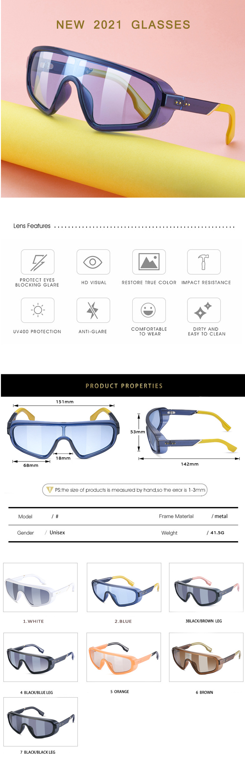 Lunettes De Soleil De Protection Une Pièce Coupe-vent Tout Compris À La Mode En Gros display picture 2