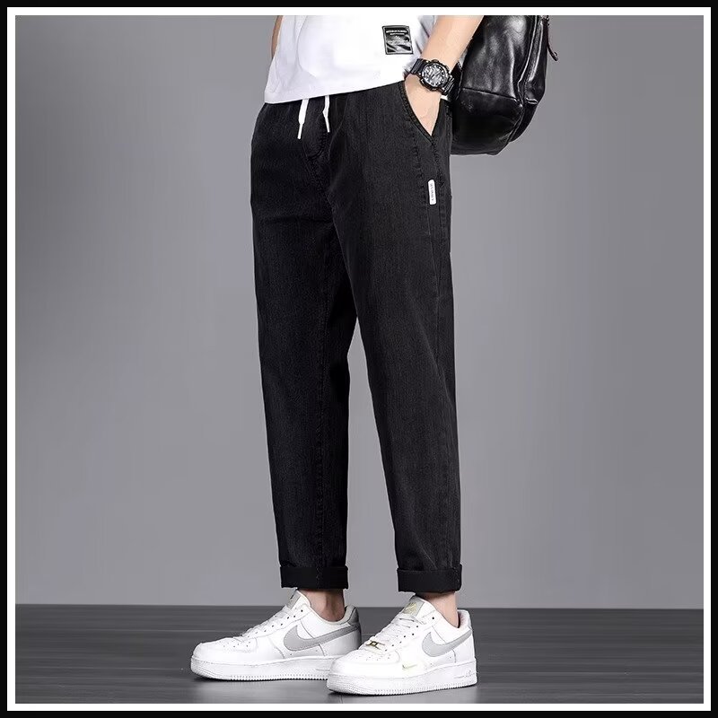 Estilo de Hong Kong hombres de moda verano nuevo estilo 2024 personalidad moda jeans hip-hop ins moda calle alta tendencia pantalones guapos