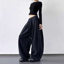 复古格子裤女2025超火秋装新款原创设计韩系chic穿搭高腰裤休闲裤