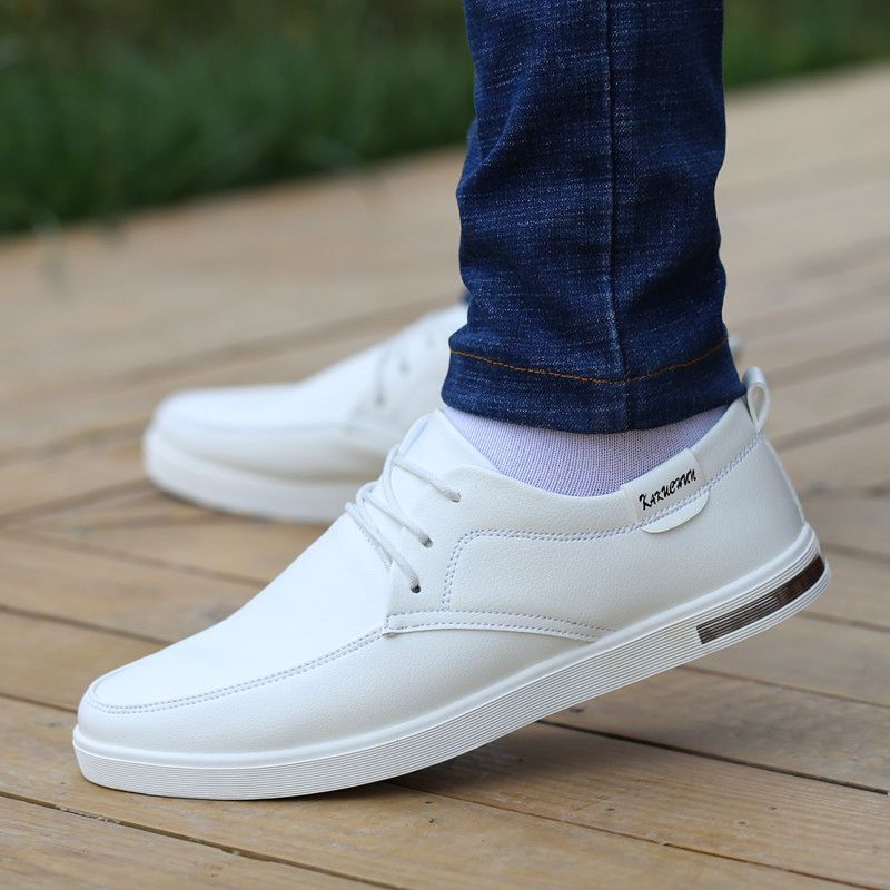 2021 New Casual Shoes for Men Korean Style Trendyy Spring and Summer Breathable Versatile Sneakers Soft Leather White Men's Leather Shoes 2021 New Casual Shoes for Men Korean Style Trendyy Spring and Summer Breathable Versatile Sneakers Soft Leather White Men's Leather Shoes