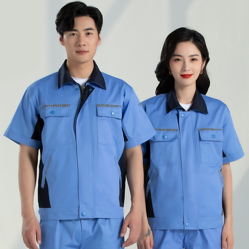 Trajes de trabajo de mangas cortas para hombres desgaste sitio de construcción de reparación de automóviles ropa mecánica y eléctrica fábrica de ropa de seguro laboral personalizada