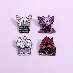 Cartoon Funny Skeleton Bat Ghost Design Badge, Cross-border Creative Halloween Theme Accessory Pin