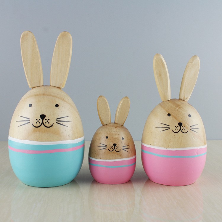 Artesanías de madera hechas a mano parejas decoraciones para padres e hijos lugares escénicos regalos de viento pastoral conejo