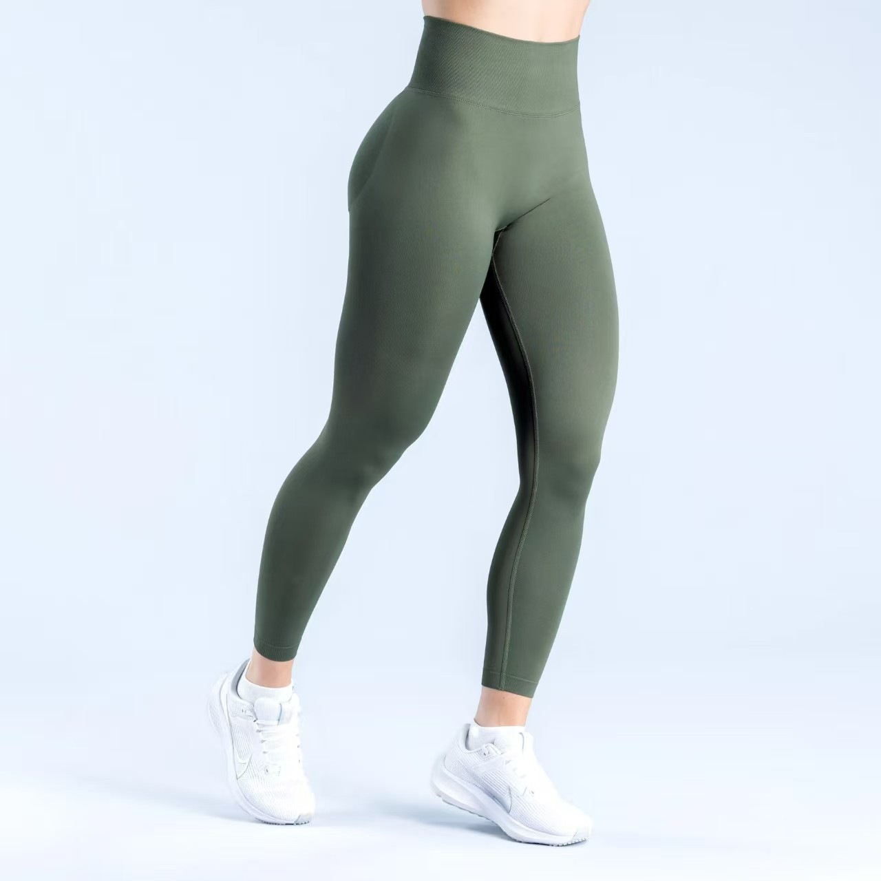 Pantalones de fitness dfyne Aliexpress ajustados, cintura plástica, caderas, pantalones deportivos sin costuras, Europa y América.