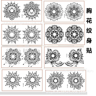 性感胸花防水纹身贴个性女款遮疤派对泳池花纹装饰胸贴