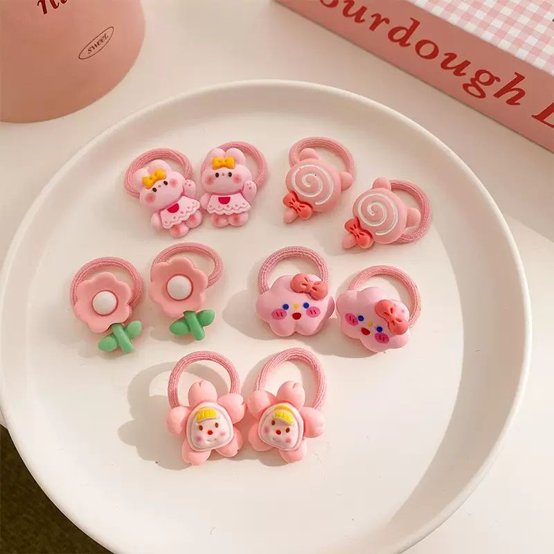 Bandas elásticas para el pelo para niñas, coleteros infantiles con dibujos animados, nuevo estilo 2025, coleteros para bebés que no dañan el cabello, accesorios para el cabello, coleteros con lazo, cuidado del cabello.
