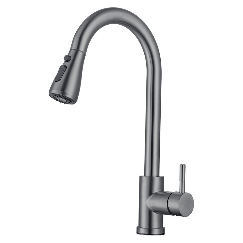 SUS304 Acero inoxidable cocina pull grifo inducción caliente y fría retráctil cepillado Oro Negro toque grifo