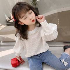 Baby Girl Bubble Sleeve Top with Beaded Bodysuit, Princess Style Long Sleeve Blouse, Children's Spring Outfit, Korean Version, Stylish Children's Clothing