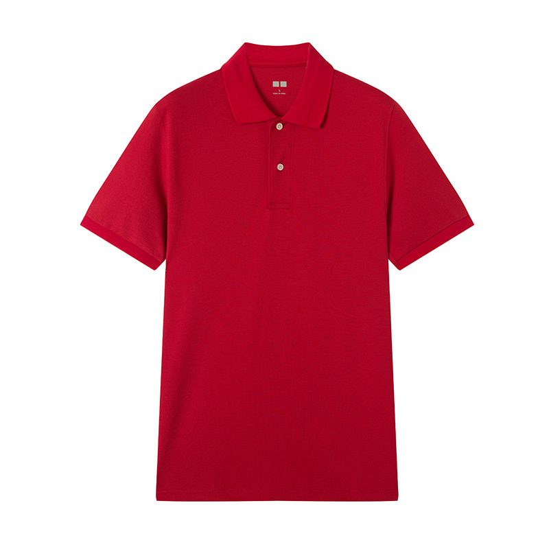 Cuello grande de gama alta dos botones suave cómodo transpirable solapa de color sólido Polo de manga corta de los hombres camiseta casual de negocios