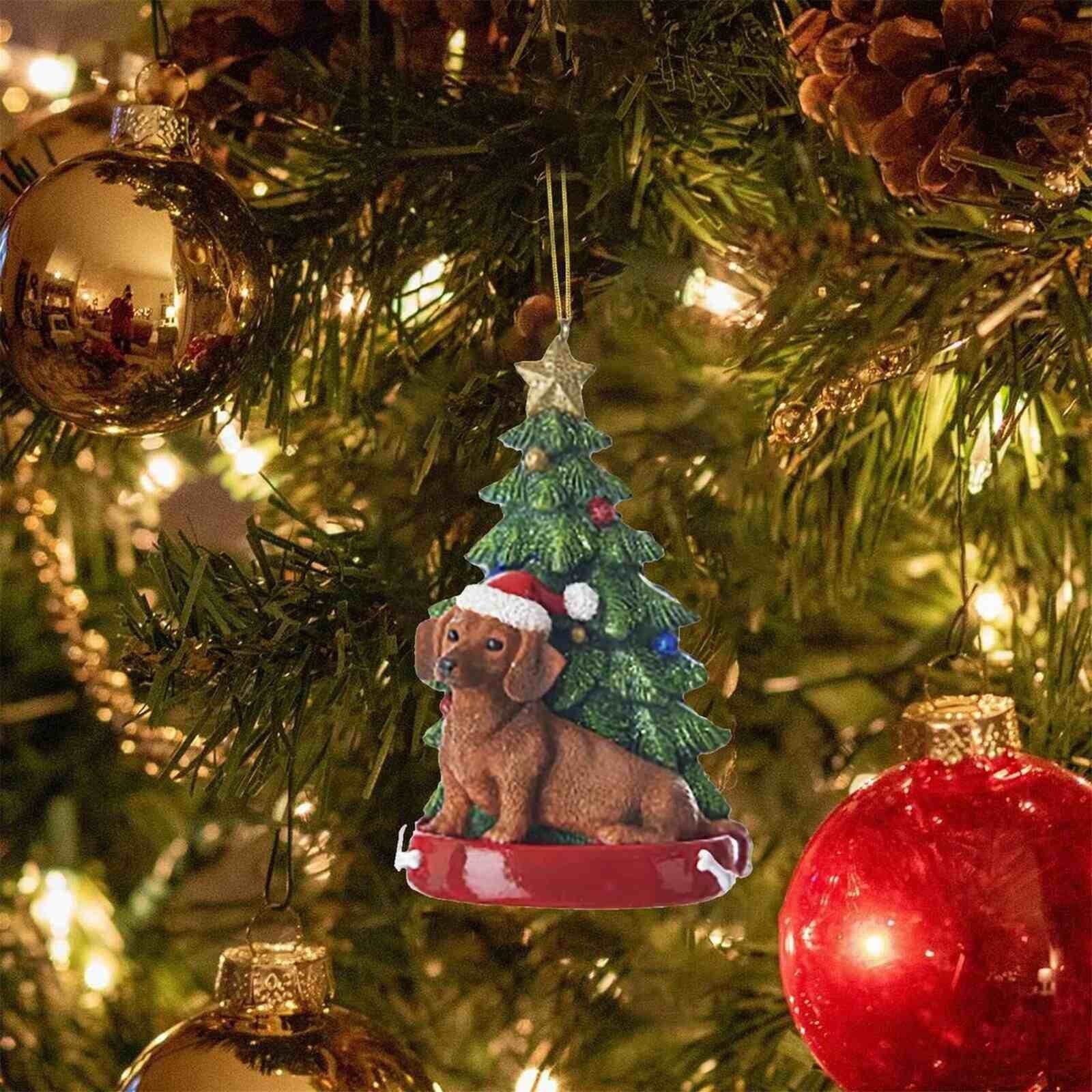 2023 árbol de Navidad colgante lindo cachorro resina acrílico perro colgante Año Nuevo fiesta decoraciones