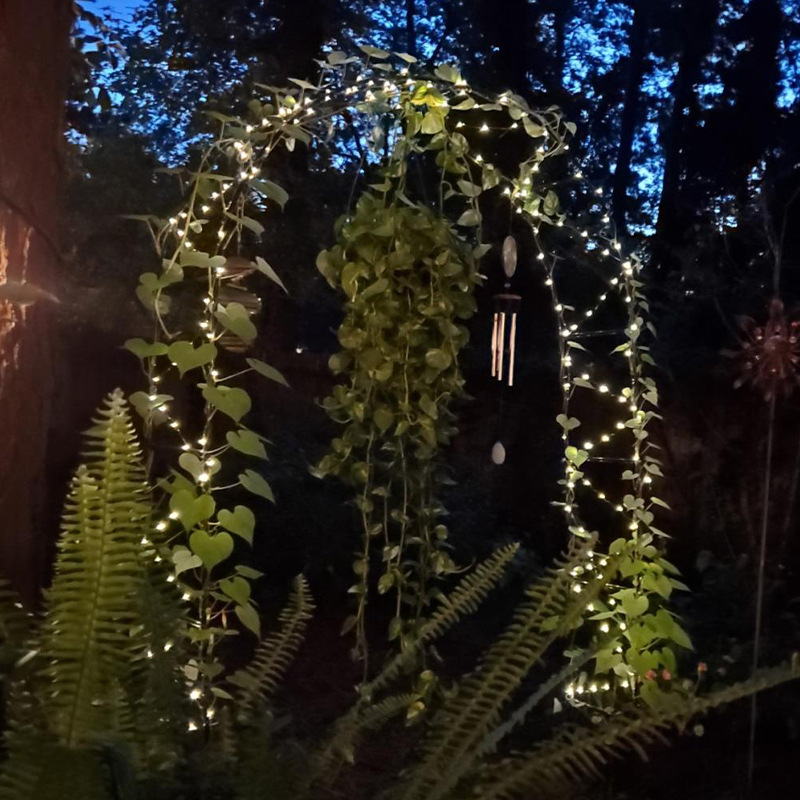 Guirnalda de luces solares con cable de cobre, luces LED impermeables para jardín al aire libre, luces decorativas con control remoto de 8 funciones, luces de ambiente navideño