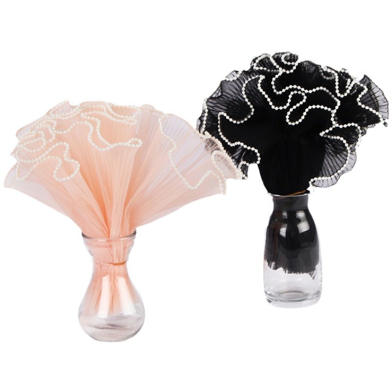 Flower Shadow estilo coreano Pearl spray hilo de malla de embalaje de flores malla hilo plisado material de envoltura de flores suministros de la tienda de flores
