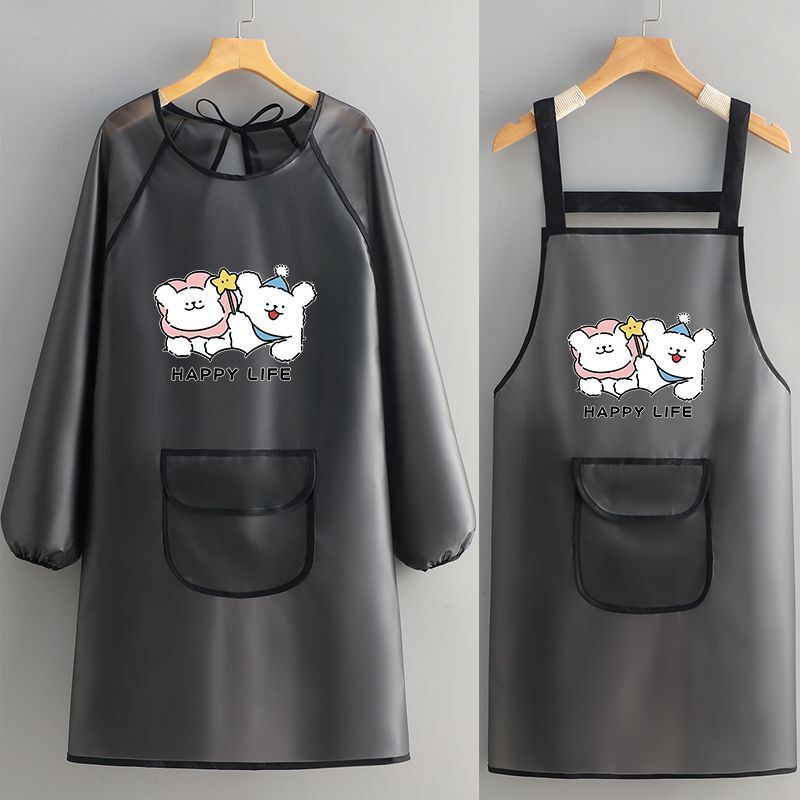 Tpu Waterproof No-Wash Long-Sleeved Apron Catering Aquatic Cooking Kitchen Household Oil-Proof New Work Clothes Coveralls