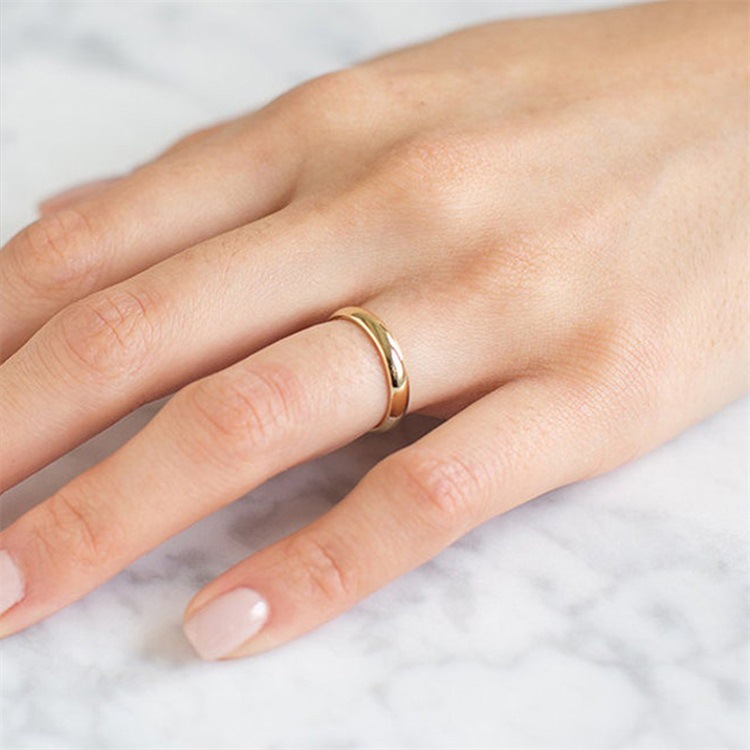 8g Weight PVD Coated 14K Gold Real Gold Plated Geometric Stainless Steel Simple Style Waterproof Non Tarnish Rings