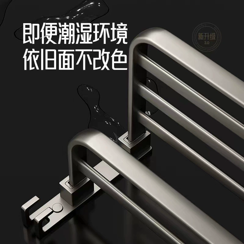 Space aluminum black gun ash bath towel free punching double -use wall -mounted bathroom simple single -layer towel rack two layers