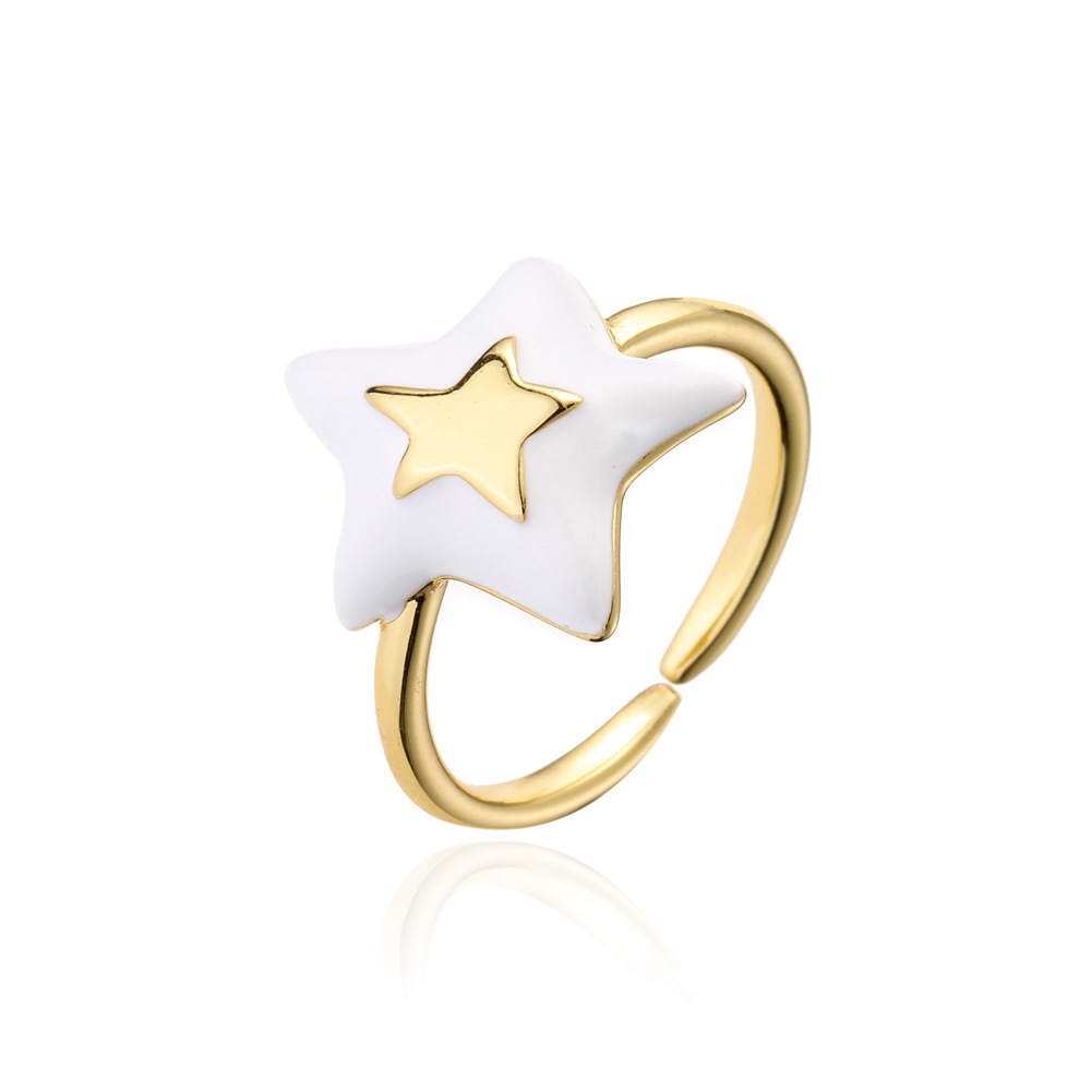 fashion copper 18K gold plated oil drop irregular fivepointed star open ring femalepicture5