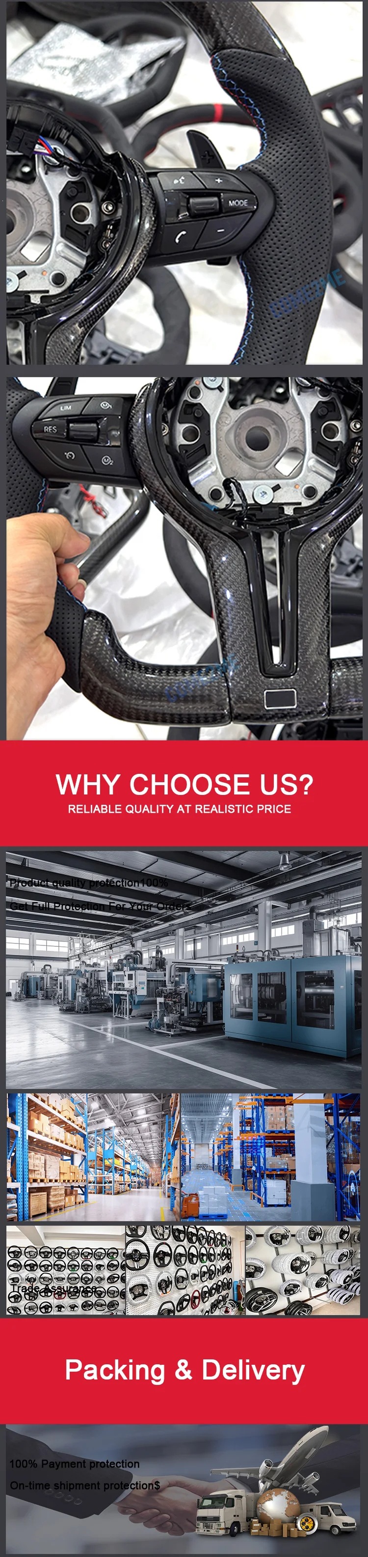 Carbon fiber steering wheel is suitable for BMW F30 F10 F31 F20 F25 F22 F36 F33 F32
